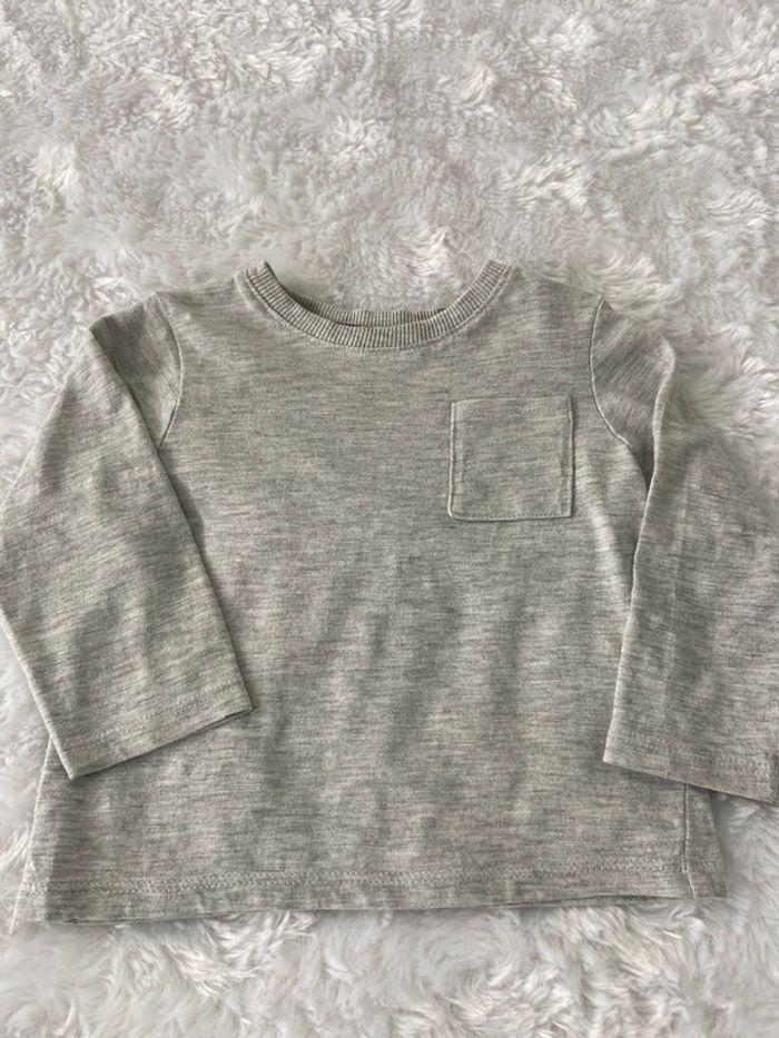 Pull Shirt manches longues gris Kiabi 12 mois neuf - photo numéro 2