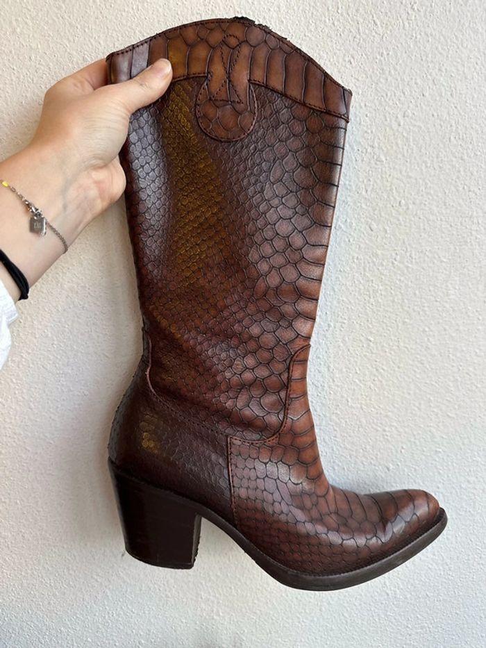 Bottes Donna Piu’ en cuir effet croco marron, pointure 36 - photo numéro 7