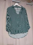 Blouse à rayures vert et blanc h&m taille 40