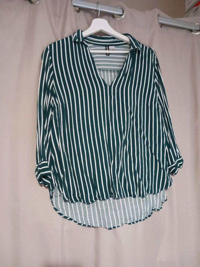 Blouse à rayures vert et blanc h&m taille 40 - photo numéro 1