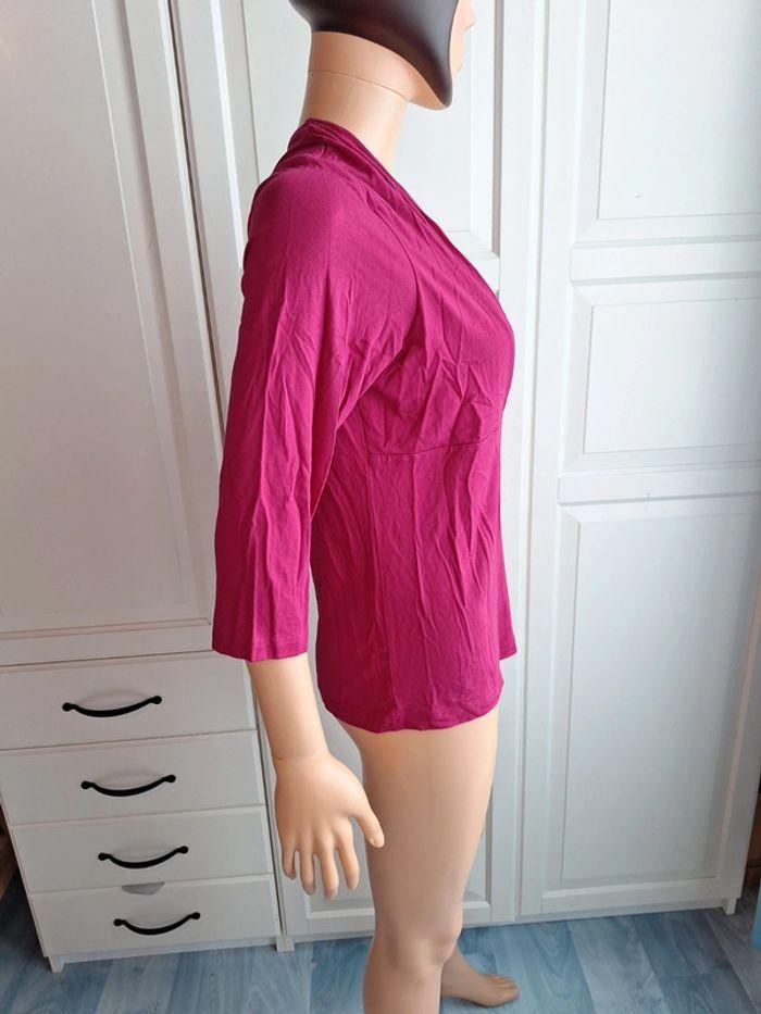 Tee-shirt top manches longues 3/4 strass Damart rose fushia taille 46 XXXL - photo numéro 5