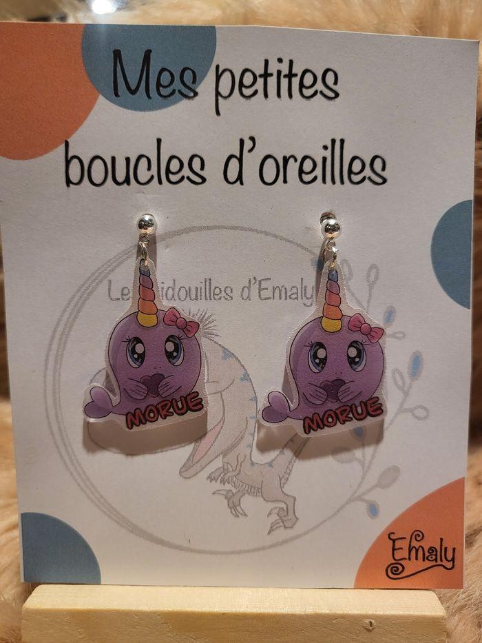 Boucle d'oreille style "morue" baleine