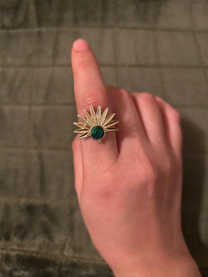 Bague malachite style bohème • taille ajustable - photo numéro 1