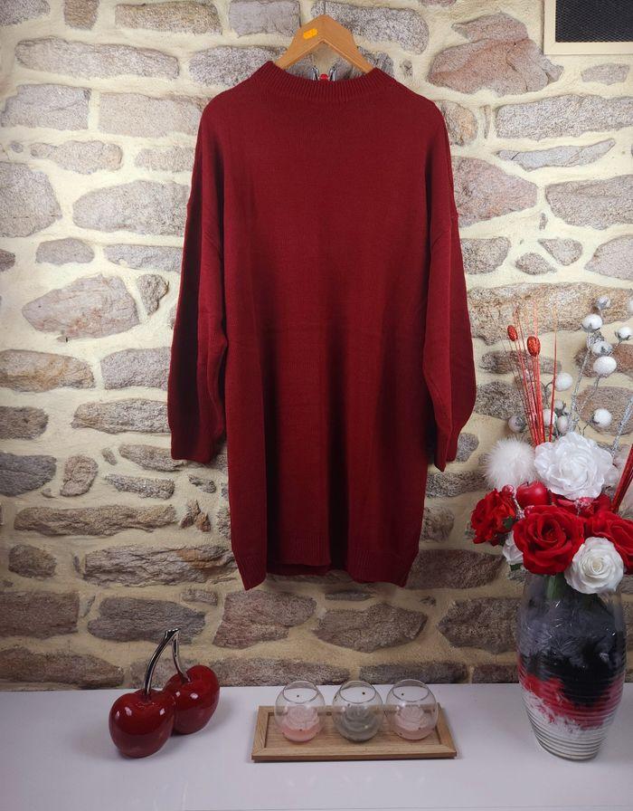 Robe pull en tricot rouge foncé Femme taille 54 marque Boohoo 🍬 - photo numéro 3