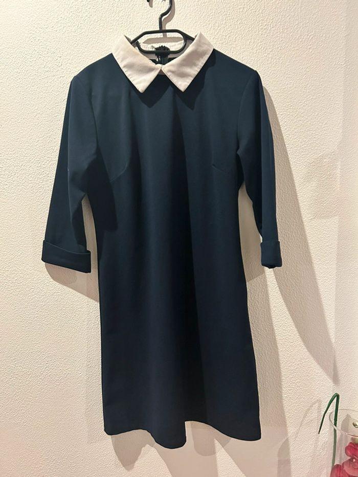 Robe bleu marine col roulé blanc taille M femme - photo numéro 1