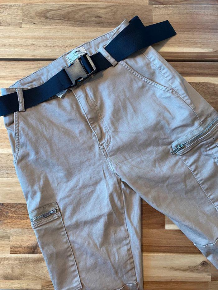 Pantalon cargo beige avec ceinture - taille S - photo numéro 1