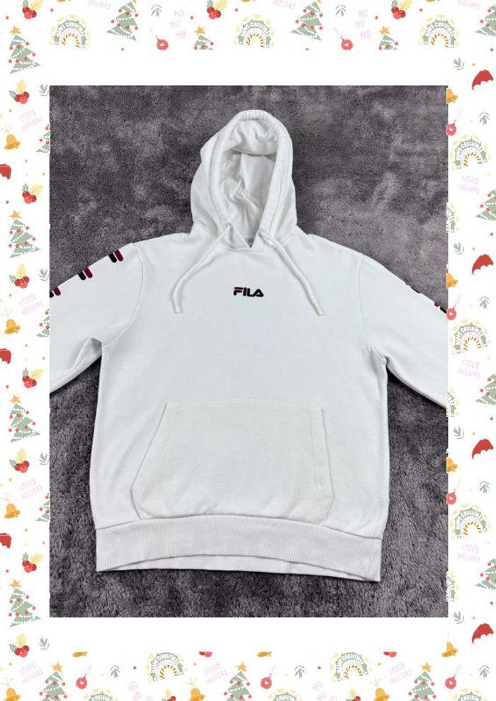 👕 Sweat à capuche Fila avec logo brodé Blanc Taille XS 👕 - photo numéro 6