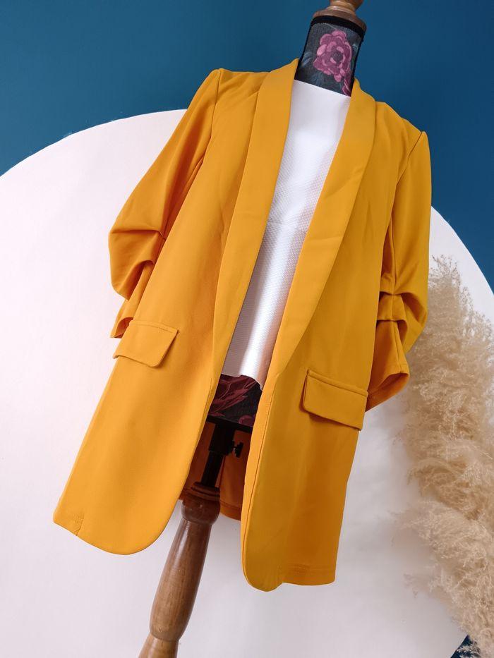 Blazer long, jaune moutarde, Shein, taille S/36 - photo numéro 5