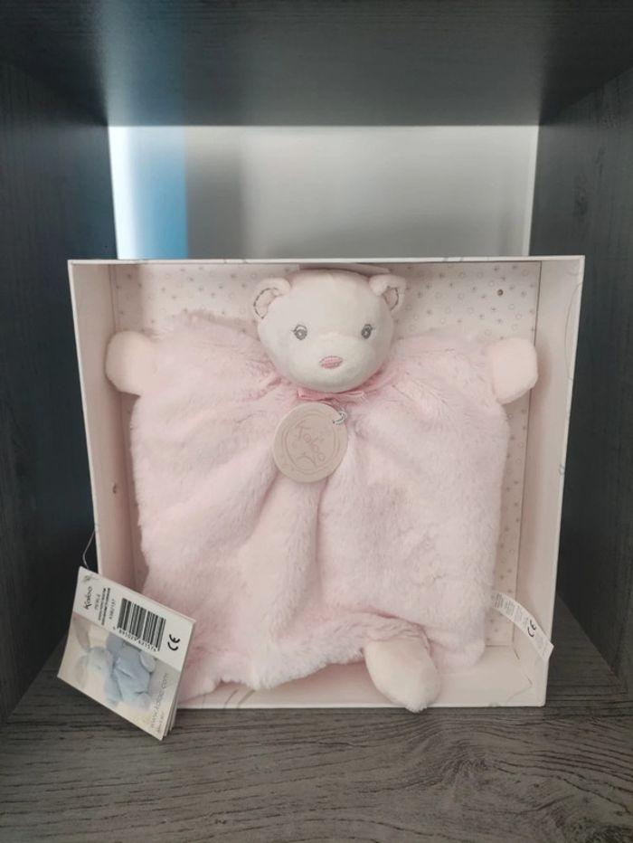 Doudou mouchoir marionnette ourson rose / Puppet Bear pink - photo numéro 1