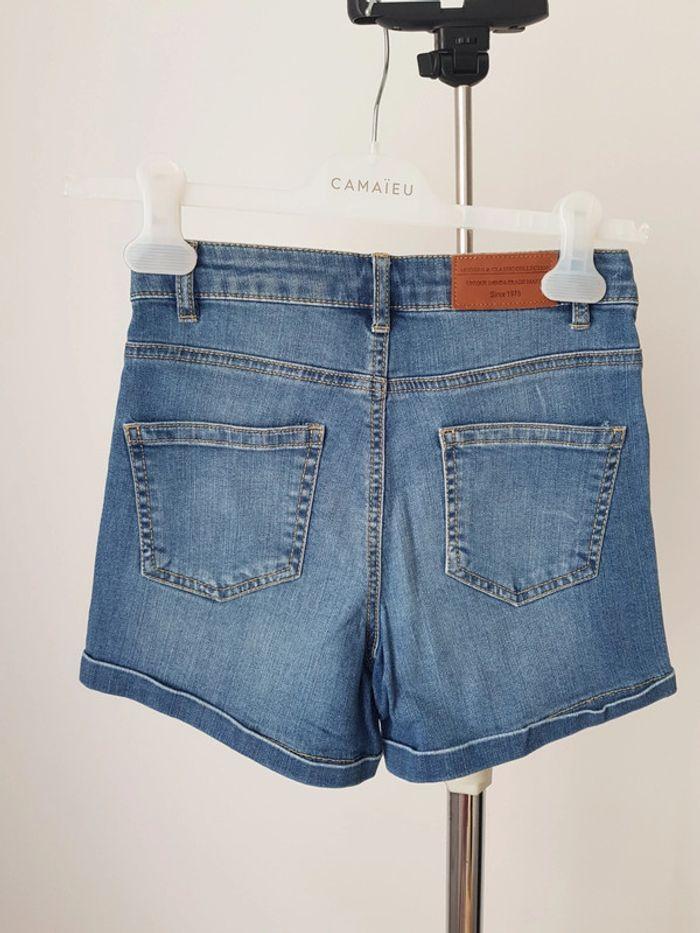 Short en jean taille haute boutons à l'avant Camaieu T34 excellent état - photo numéro 4