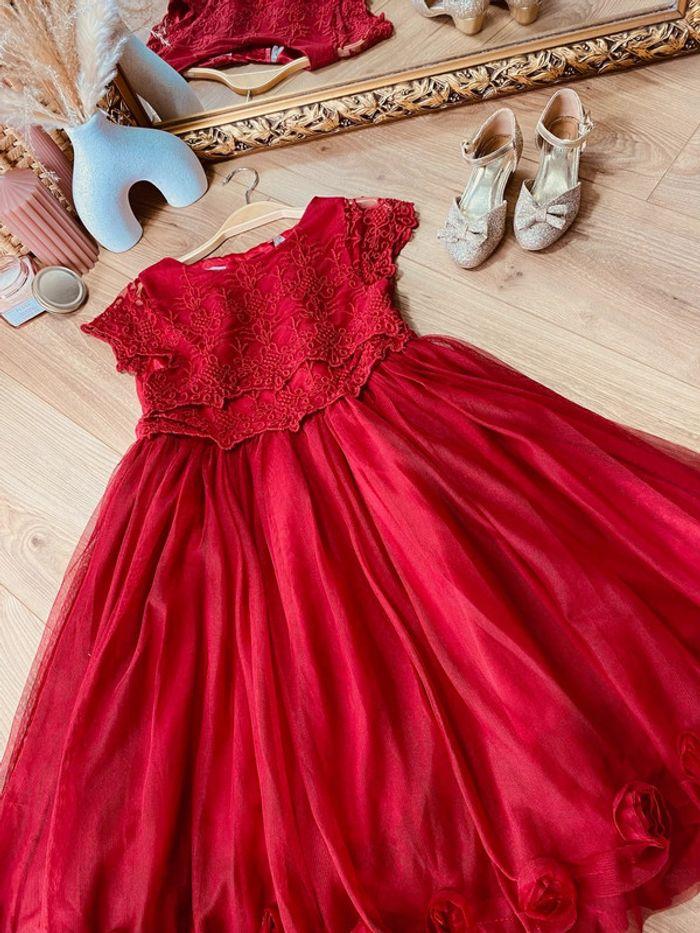 Taille 10 ans robe princesse fille Orchestra rouge bordeaux * broderie et tulle * 🌹 - photo numéro 5