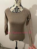 Pull à manches longues beige col rond dos ouvert noeud new fashion  taille 36