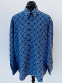 Chemise manches longues bleu à motifs Laurent Cerrer taille 4 ou XL