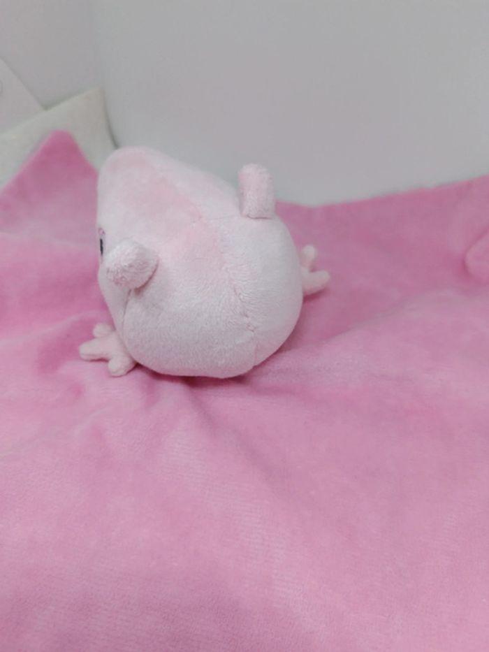 Peluche plush doudou mouchoir cochon Peppa pig plat bi matière tissu velours - photo numéro 5