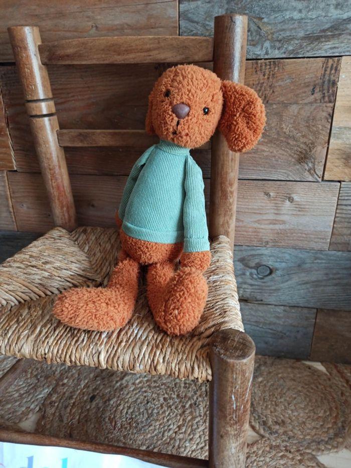 Peluche chien pull vert tbe - photo numéro 2