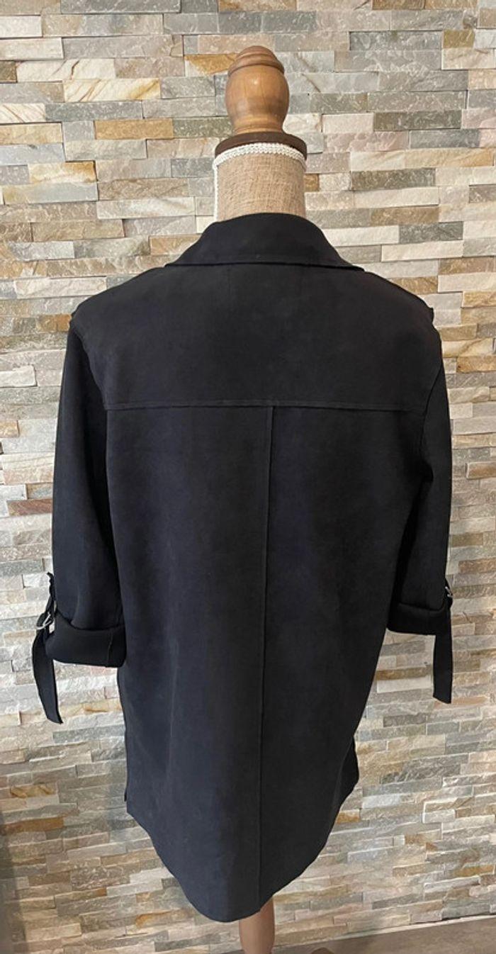 Veste noire imitation nubuck Stradivarius taille S - photo numéro 4