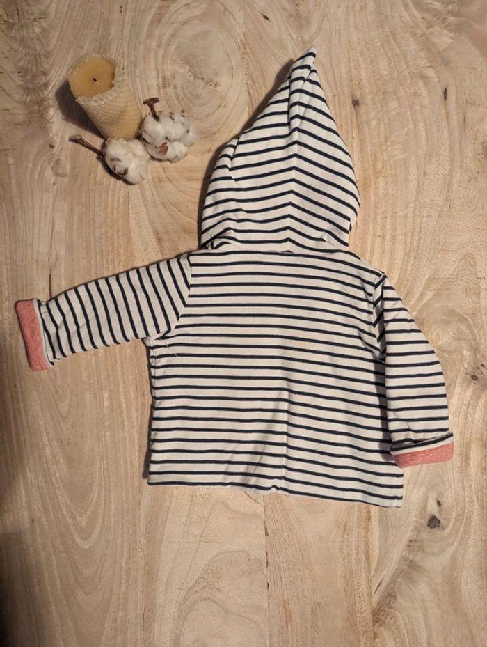 Gilet rayé à capuche Petit Bateau 6 mois - photo numéro 4