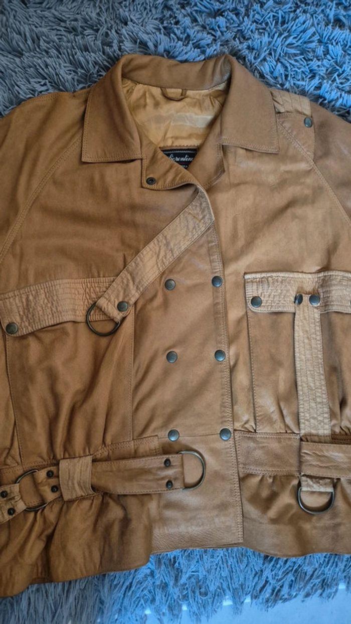 Veste en cuir camel fabrication italienne - photo numéro 14