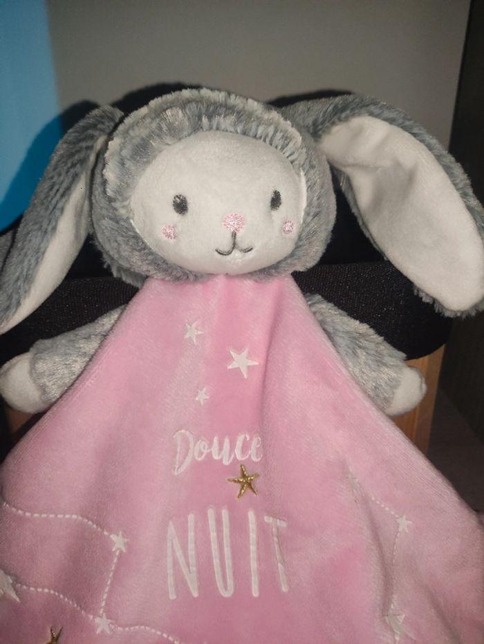 Doudou lapin douce nuit rose (étiquette coupée) - photo numéro 2