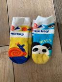 Lot de 2 paires de chaussettes antidérapantes mebby escargot et panda