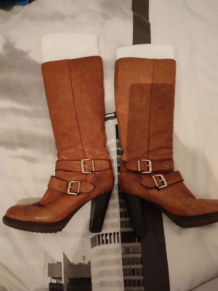 Bottes cuir camel 37 - photo numéro 1