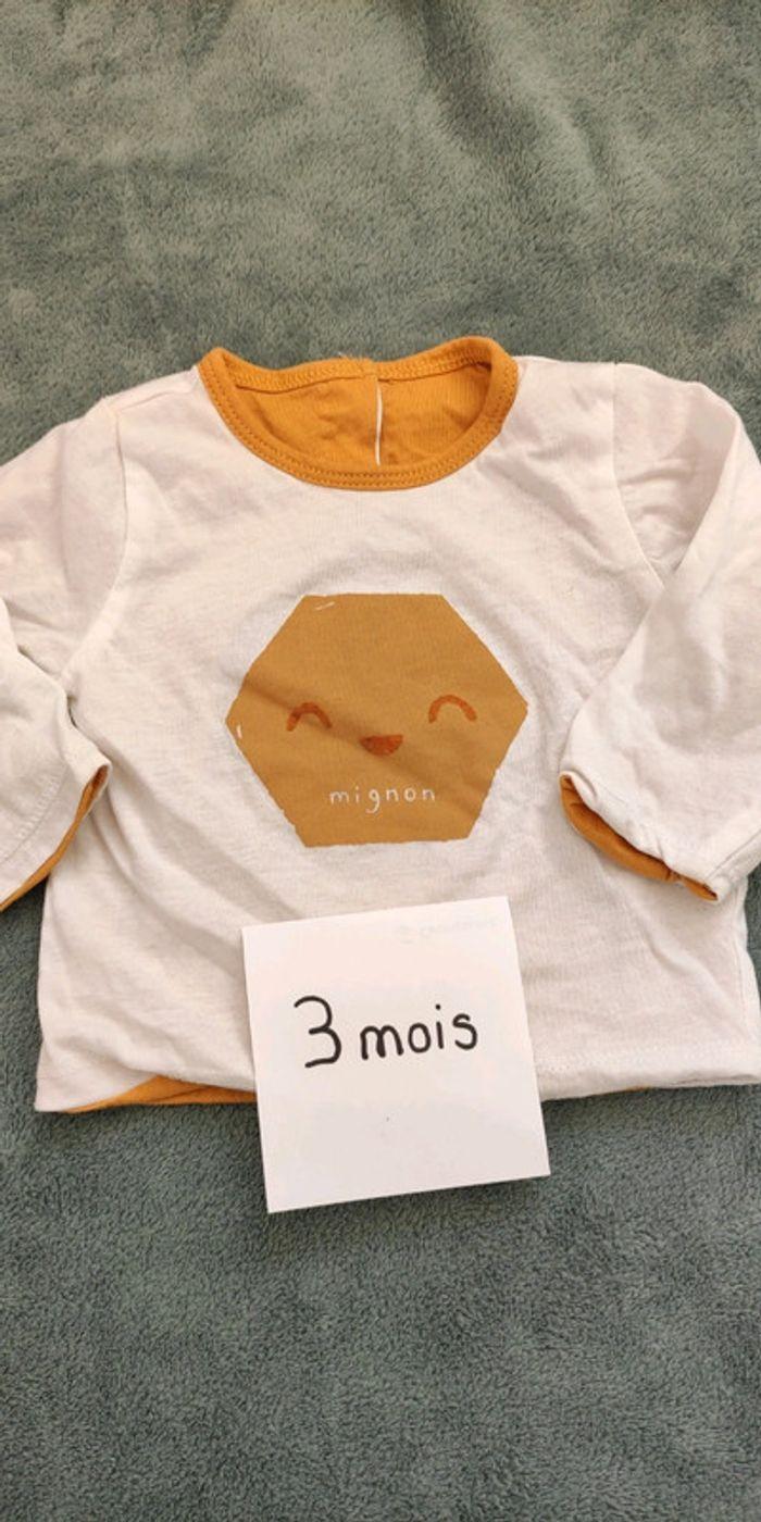 Tee shirt garçon 3 mois réversible - photo numéro 1