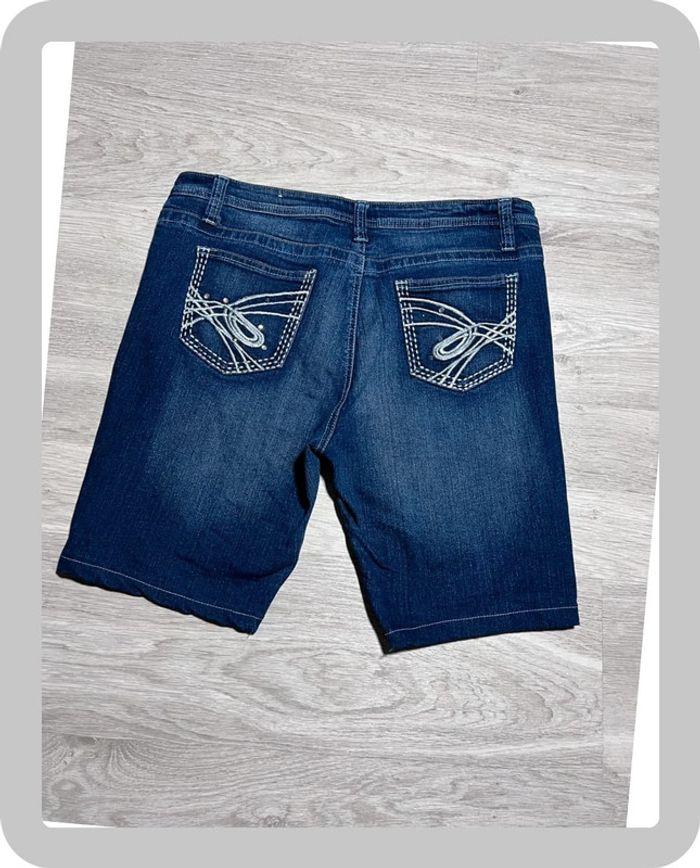 🩳 Short vintage brodé hip hop en jean Bleu Taille S-M 🩳 - photo numéro 1