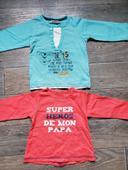 Lot de 2 t-shirts taille 12 mois bon état TAO