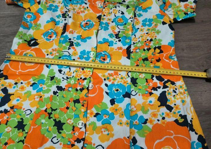 Robe à fleurs orange bleue jaune style vintage - photo numéro 11