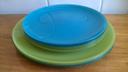 Lot 8 assiettes plates de couleur bleu et vert