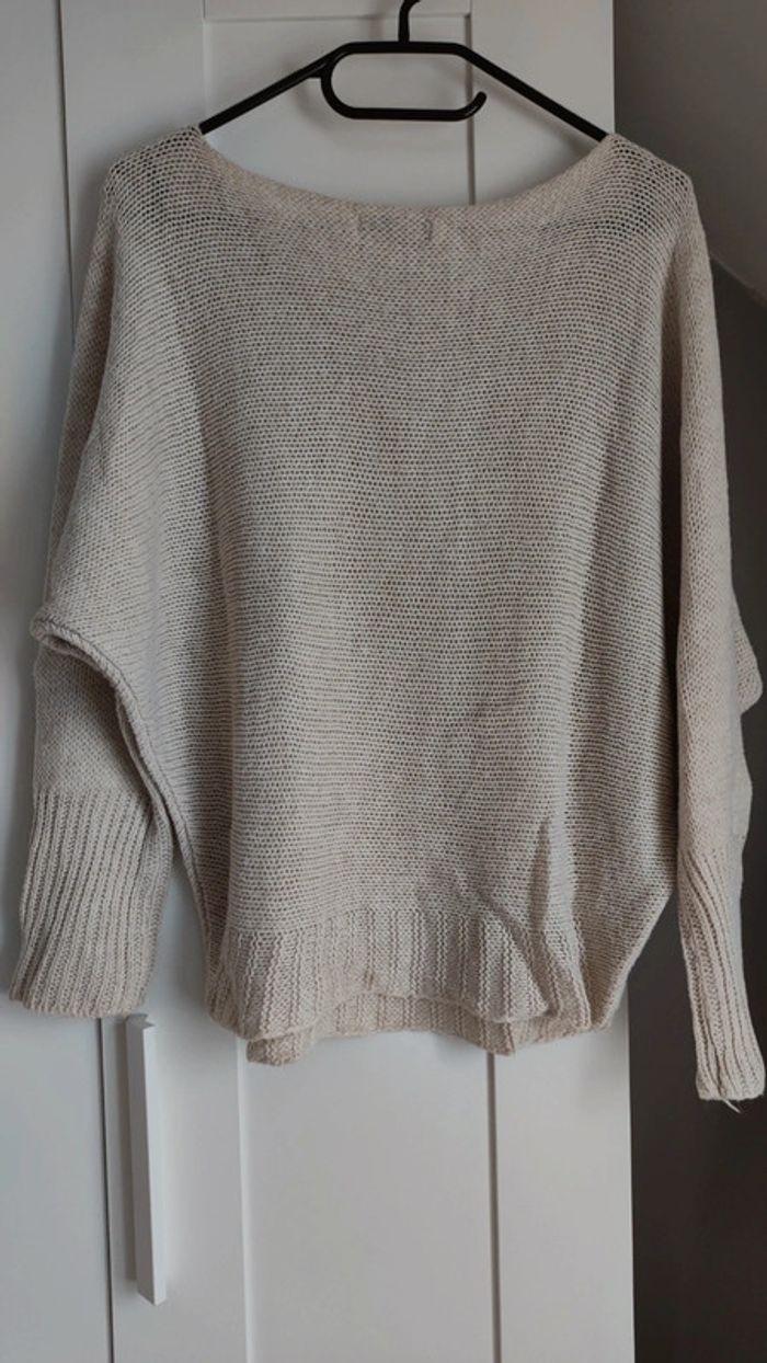 Pull maille manche chauve-souris beige - photo numéro 2