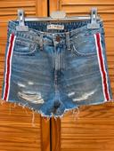 Short en jean bleu XS taille haute avec trois et bandes latérales