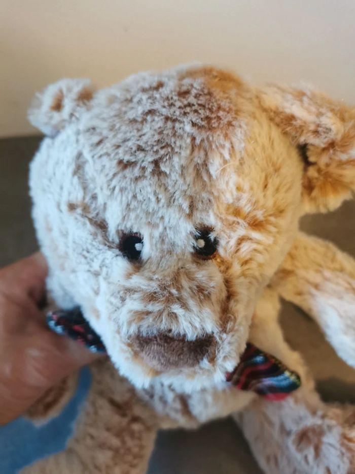 Peluche doudou ours nounours assis cravate à carreaux - photo numéro 7