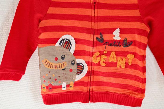 Gilet zippé orange rayé éléphant, Du Pareil Au Même, 12 mois - photo numéro 2