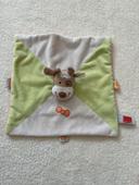 Doudou plat vache vert et blanc