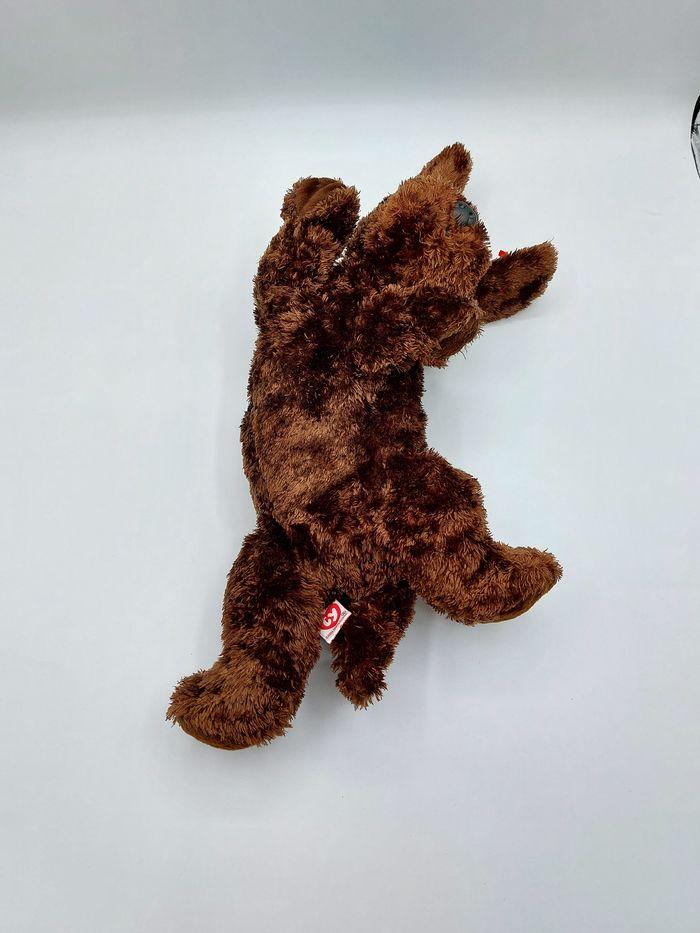 Peluche doudou chien NUZZLE TY Silk 2001 marron chocolat environ 32 cm - photo numéro 4