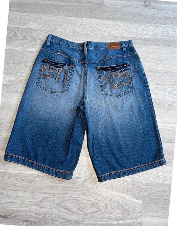 🩳 Short vintage brodé hip hop Enyce en jean Bleu Taille L 🩳 - photo numéro 1