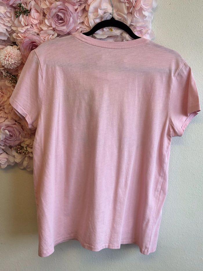 T-shirt femme Ralph Lauren - Taille L - Rose clair avec broderies fleuries - photo numéro 5