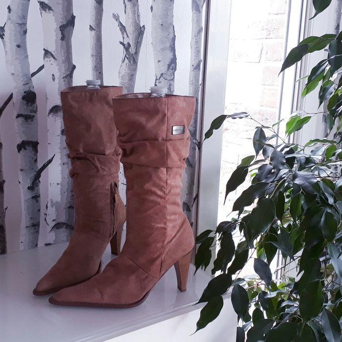 Bottes haut talon daim cannelle 37 - photo numéro 2