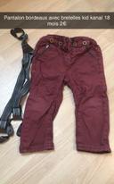 Pantalon bordeaux avec bretelles