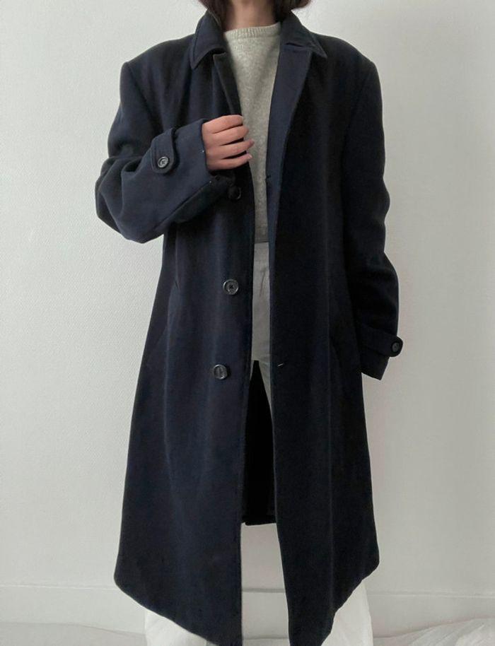 Oversized manteau long marine 90% laine - photo numéro 8