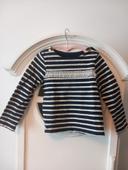 Pull marinière marine blanc avec tulle paillettes Petit Bateau 6 ans