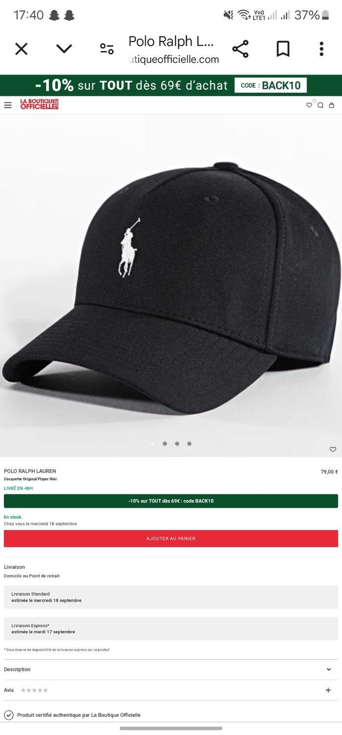 Casquette  noir  POLO RALPH LAUREN - photo numéro 2