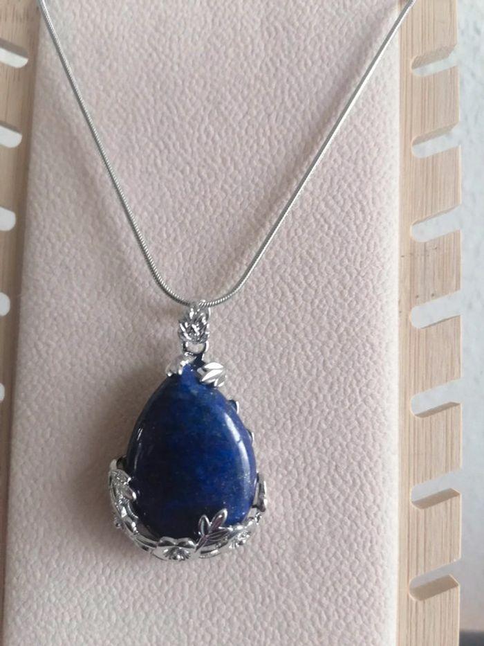 collier acier inoxydables pendentif pendentifs lapis lazuli