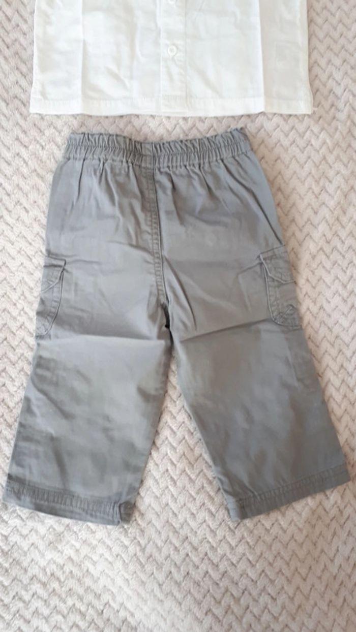 Ensemble garçon chemise et pantalon/short blanc gris Petit Pirate 12 mois neuf - photo numéro 4