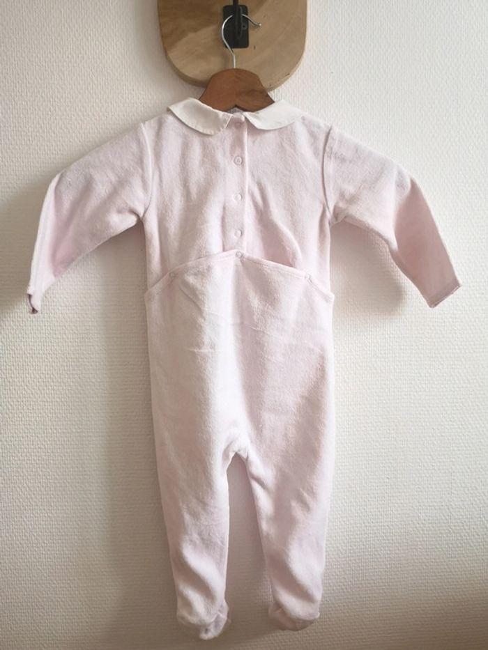 Pyjama une pièce velours rose pâle col blanc, Absorba, 18 mois - photo numéro 7