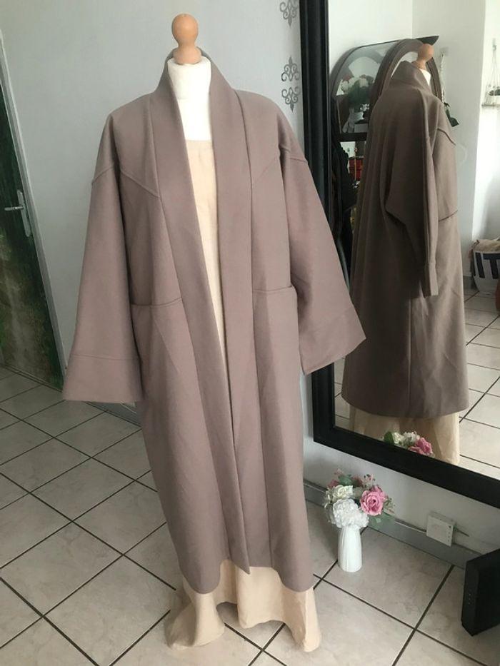 Manteau kimono laine façon cachemire taupe oversize 🌷 - photo numéro 13