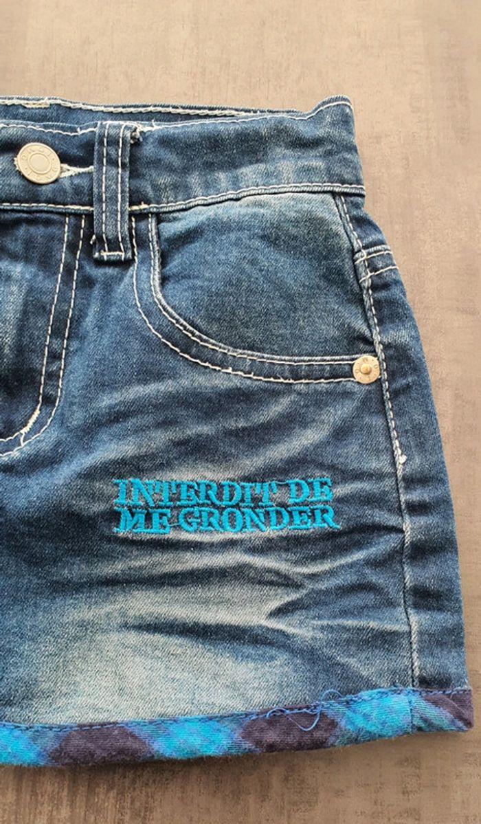 Jupe en jeans "Interdit de me gronder" - photo numéro 3