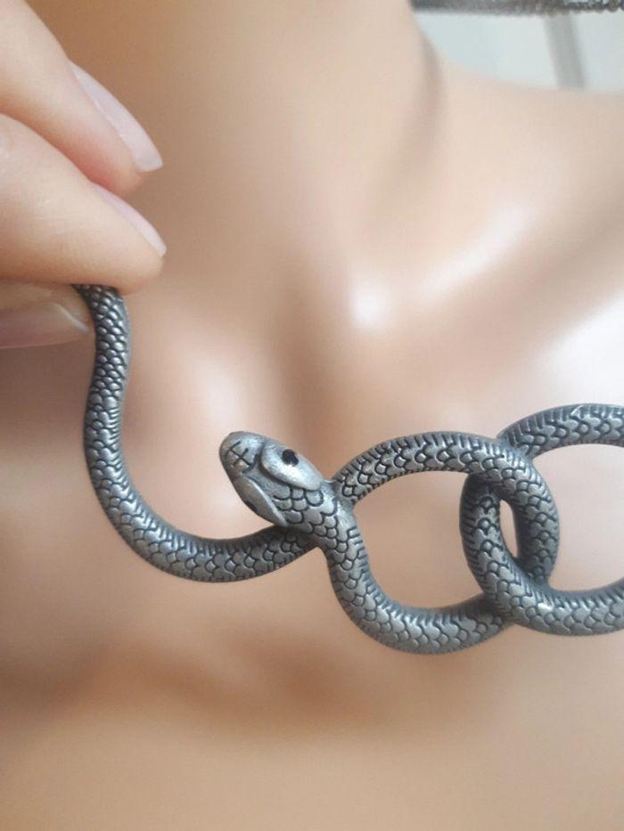 Sautoir collier argenté serpent vintage femme - photo numéro 14