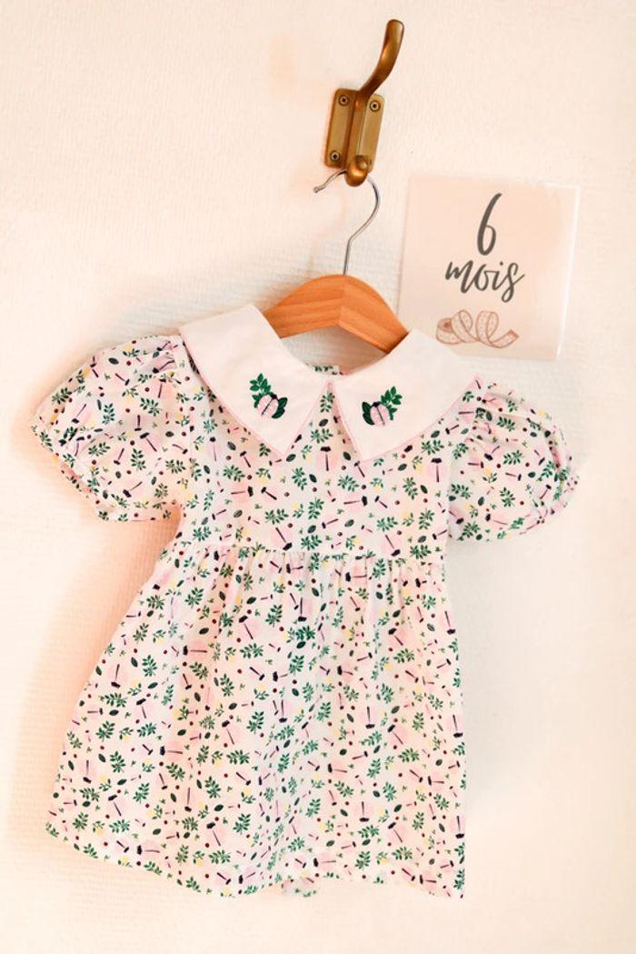 Robe floral coccinelle brodée, Vintage, 6 mois - photo numéro 1